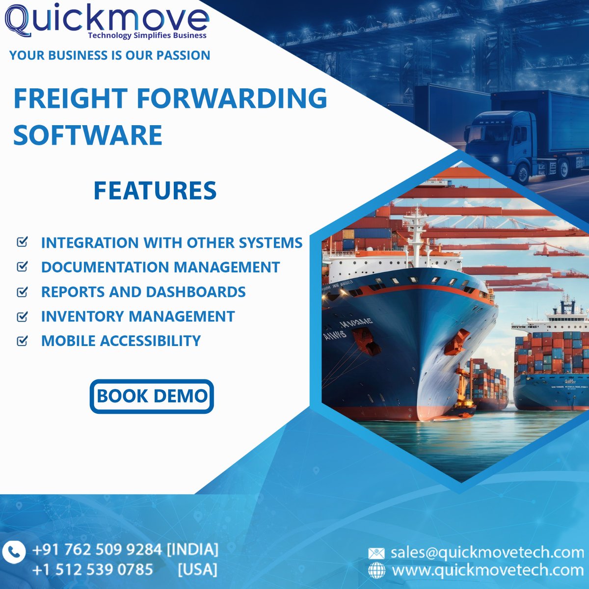 Freight forwarding software is a comprehensive logistics solution designed to facilitate and optimize the management of freight and cargo shipments.

#quickmove #quickmovetechnologies #LogisticsTechnology #supplychainsolutions #shippingsoftware #freightmanagement