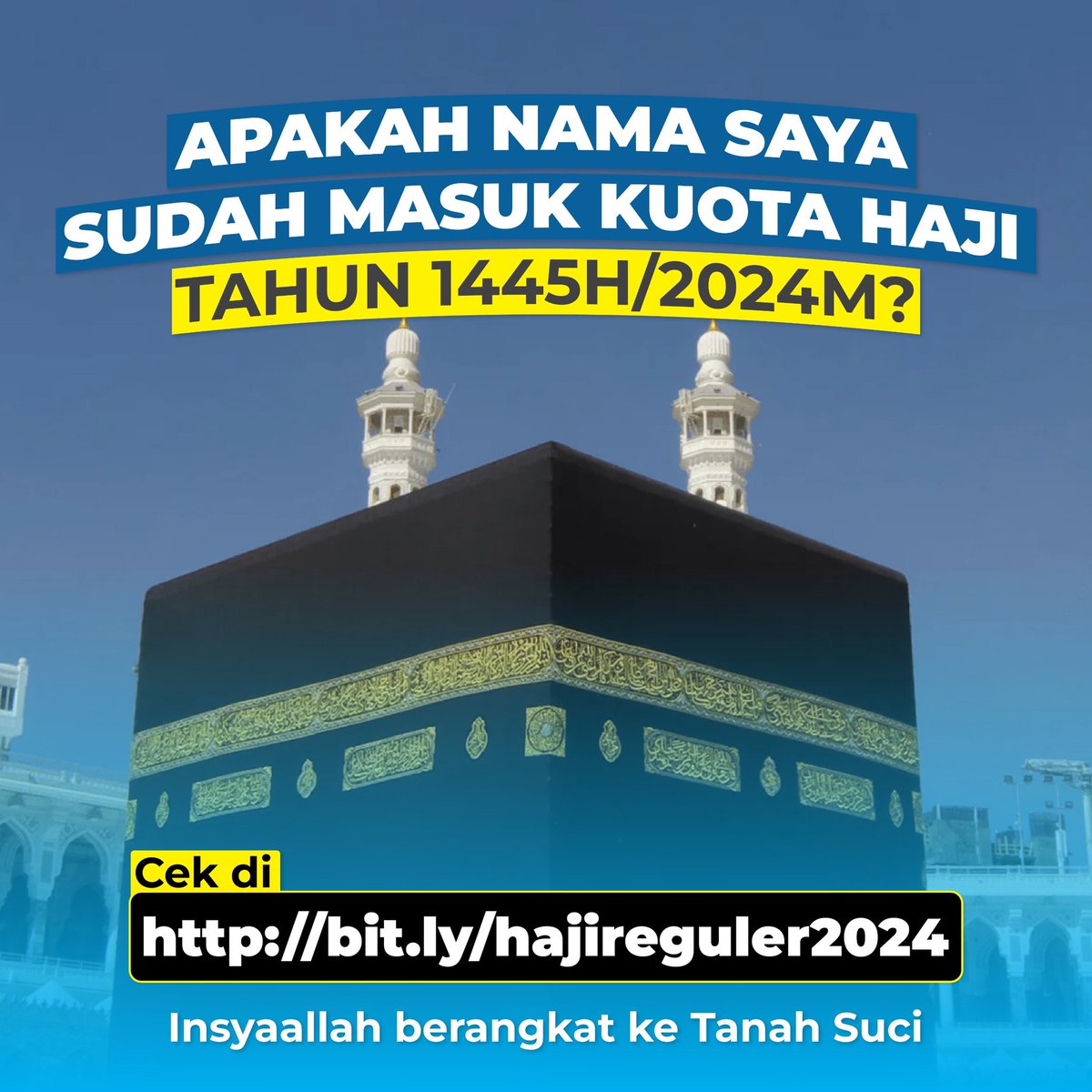 Info menarik, apakah nama kamu sudah masuk kedalam quota haji?
Yuk simak data berikut
bit.ly/hajireguler2024

Kepada yang sudah terdaftar, semoga dilancarkan hingga kembali dari tanah suci👍🤲😇