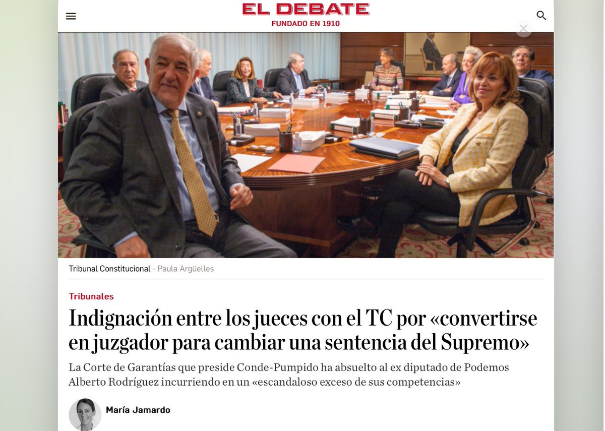 EL T. CONSTITUCIONAL ANULA SENTENCIAS DEL TS!!
Cuando estudié Derecho, el TS era la última instancia judicial en España. Sus sentencias finiquitaban la Causa y sentaban jurisprudencia.

Con Schz-Pumpido, el TC, ÓRGANO POLÍTICO, anula sentencias al TS!

Prevaricación y Dictadura.