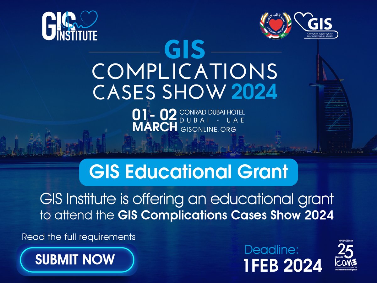 GisGulf's tweet photo. We're excited to announce a new educational grant that will make your medical education more accessible and affordable!
Apply now and donโt forget to read the full requirements through this link: https://t.co/0Gys9P10tF
#cardiology #GIS #interventioncardiologist https://t.co/wPp9367YhW