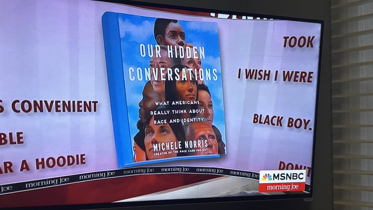 One of my favorite’s on ⁦@Morning_Joe⁩ today, ⁦@michele_norris⁩ discussing her new book. Come to #CLE please! ⁦@feltonian⁩ ⁦@margbern⁩ ⁦@danmoulthrop⁩ #ourhiddenconversations #raceinamerica
