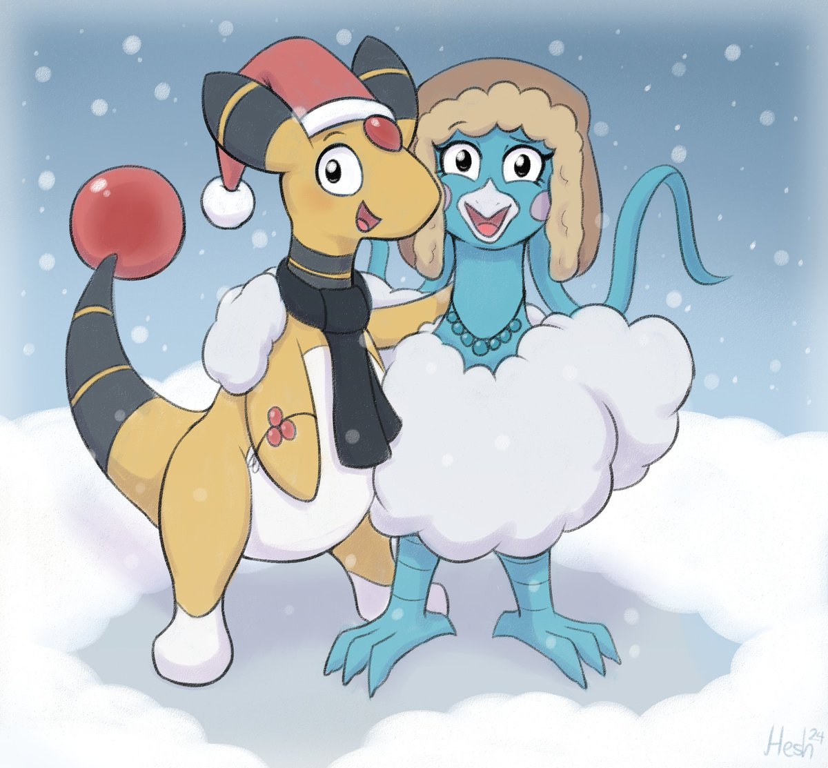 Wintry friends.
(Secret Santa for Shepellar)