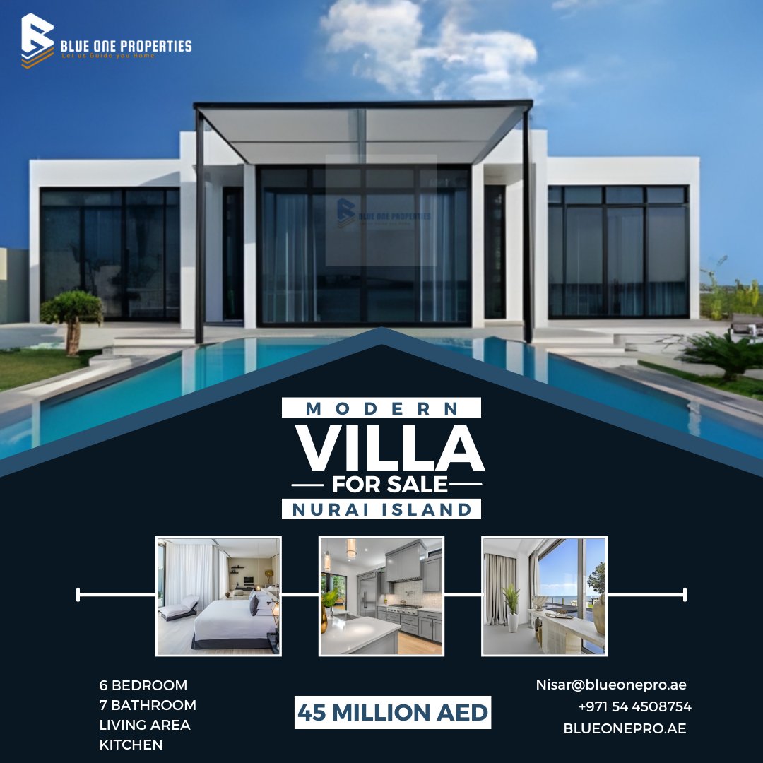 blueonepro's tweet photo. Escape to Nurai Island: Buy exquisite villa, embrace luxury living!
👉🏻Visit our Site: https://t.co/7iwV4KxNPS
👉🏻Contact Us: +971 54 4508754
👉🏻Follow us: https://t.co/X1WezowP6z
#NuraiIsland #ExquisiteVillaForSale #BlueOneProperties #LuxuryLifestyle #DreamHome #SliceOfHeaven https://t.co/JNkPNG9jYh