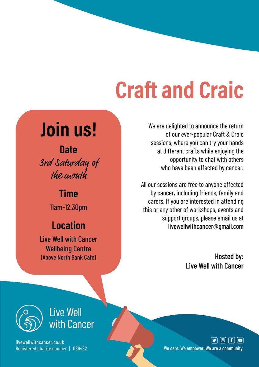 LiveWellwtCan's tweet photo. This Saturday is our #craftncraic workshop facilitated by the fabulous @dawnjamieson64. Dawn will be teaching the art of quilling π Free to anyone who has been affected by a cancer diagnosis. Look forward to seeing everyone π
#livewellwithcancer #northtyneside https://t.co/toaHRgfh1u