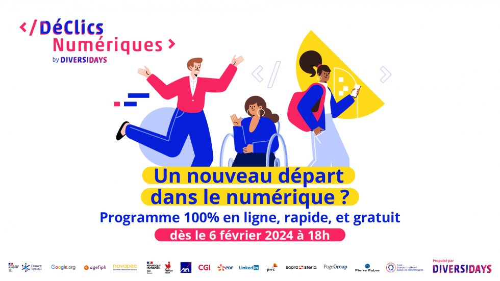 [#AvecFranceTravail] 📣 #DéClicsNumériques est de retour, un programme en ligne 100% digital et 100% gratuit 💻

📅 6 février 2024

🔍 Découvrez les métiers du #numérique et les parcours pour y accéder

C'est par ici 📲 declics-numeriques.com