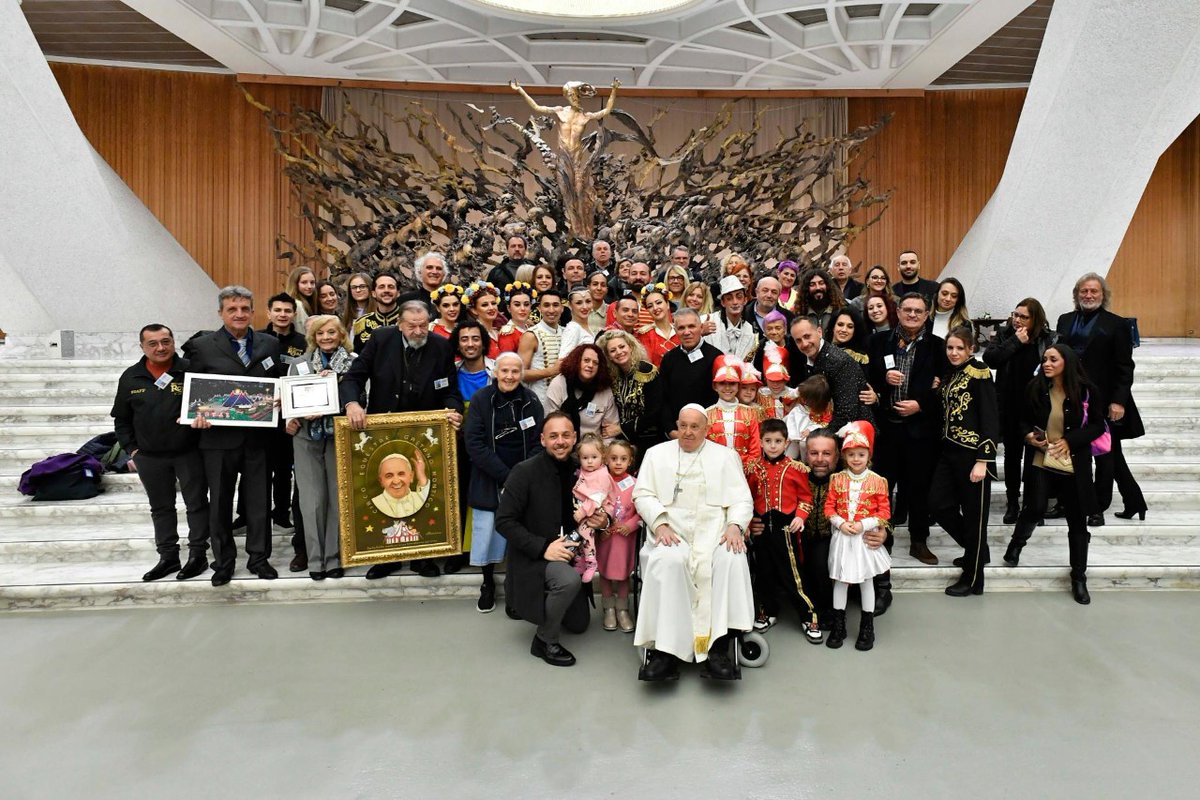 Circus entertains perform for the Pope and the crowd attending the weekly General Audience.