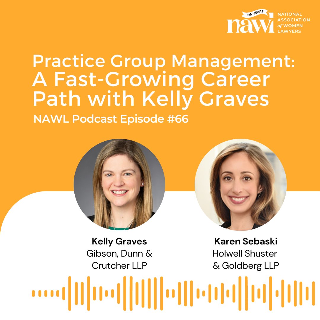 Check out the latest #NAWLPodcast episode here: nawl.org/podcast

You can also find their conversation featured in an article in the most recent issue of the #WomenLawyersJournal here: nawl.org/women-lawyers-…

#NAWLWomeninLaw #PracticeGroupManagement #Podcast