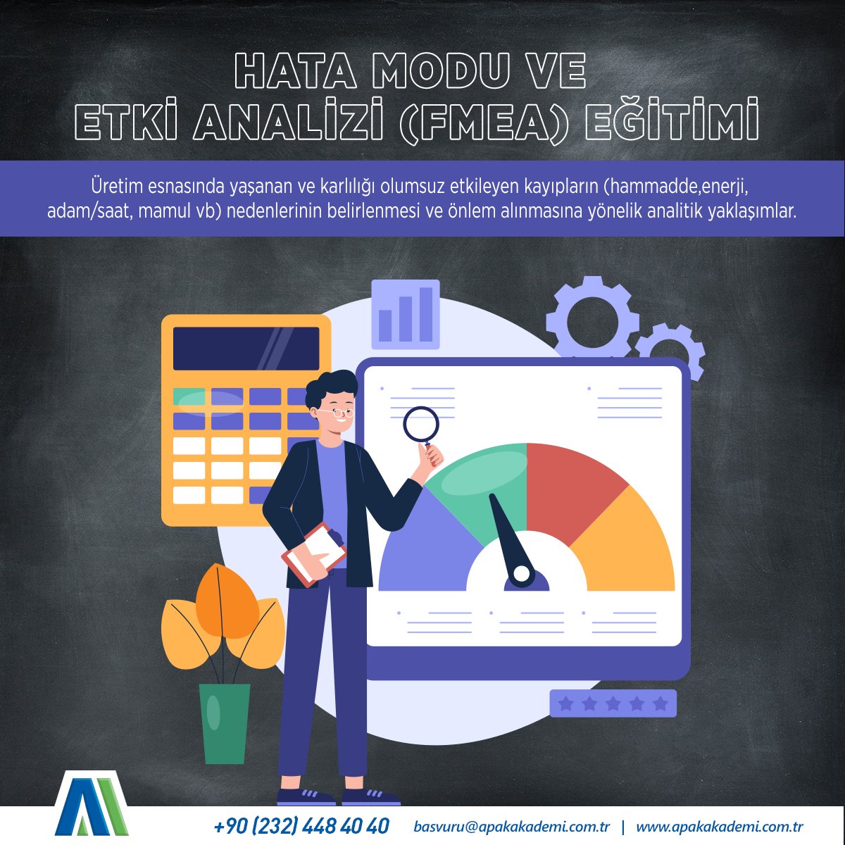HATA MODU VE ETKİ ANALİZİ (FMEA) EĞİTİMİ
Üretim esnasında yaşanan ve karlılığı olumsuz etkileyen kayıpların (hammadde, enerji, adam/saat, mamul vb) nedenlerinin belirlenmesi ve önlem alınmasına yönelik analitik yaklaşımlar.
apakakademi.com.tr/hata-modu-ve-e…