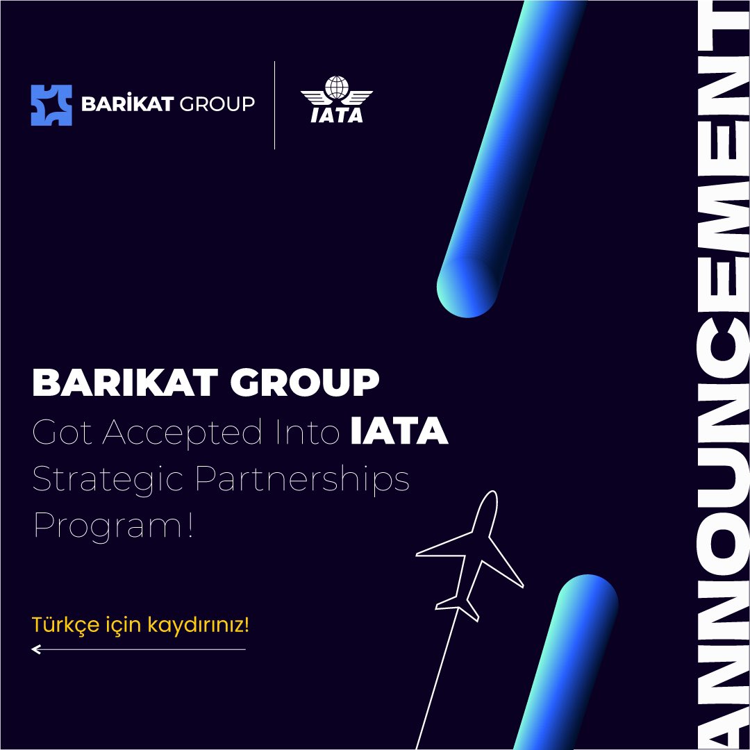 BARİKAT Grup, International Air Transport Association (IATA) Stratejik Partner Programına Kabul Edildi! ✈ BARİKAT Group Announces IATA Strategic Partnerships ✈ 🖱t.ly/Idscn #BarikatGroup #IATA #Cybersecurity #AviationSecurity #IATAPartnership