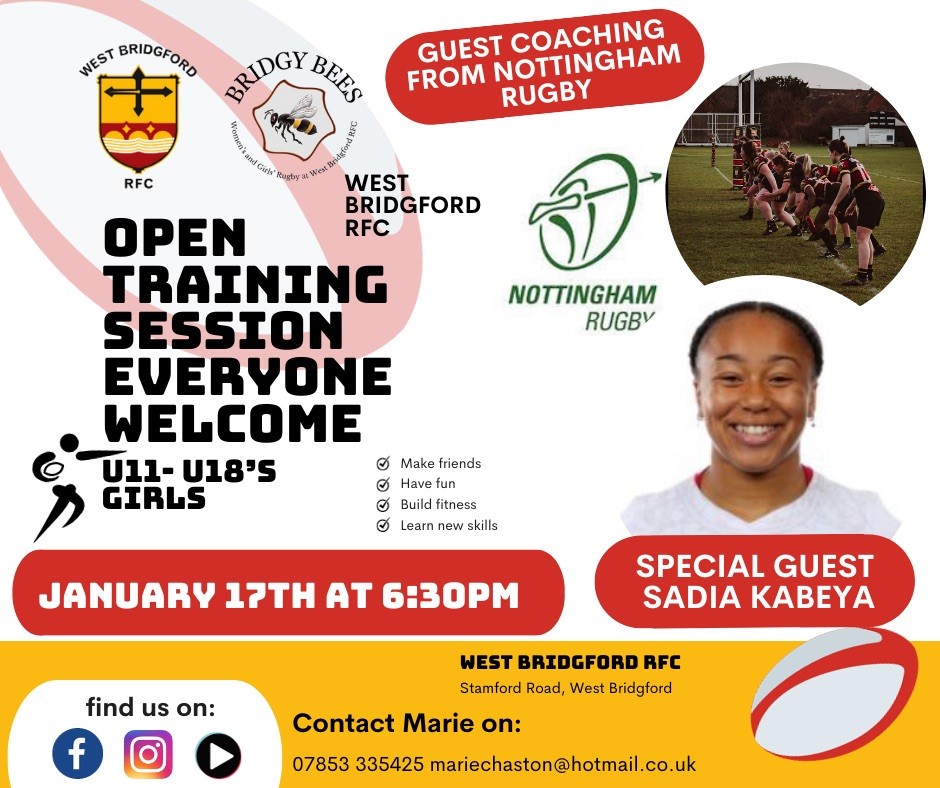 England Rugby player Sadia Kabeya will attend the girls' open rugby training session tonight at West Bridgford RFC from 6.30 pm! Our Community Manager from Nottingham Rugby, Michael Green, will lead the session!

#proudsponser #girlsplayrugby #thisgirlcan #fuellinggreenerfutures