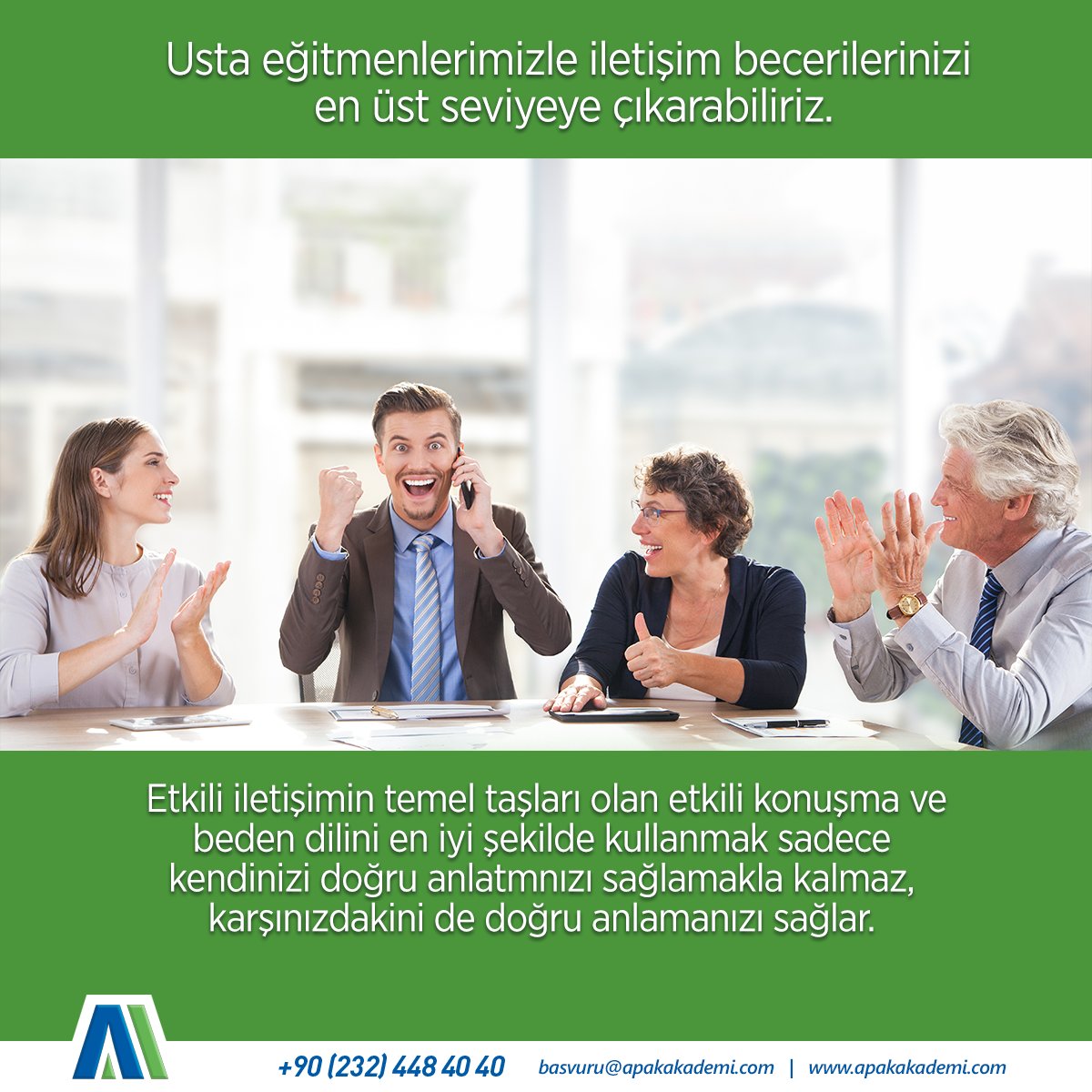 Etkili iletişimin temel taşları olan etkili konuşma ve beden dilini en iyi şekilde kullanmak sadece kendinizi doğru anlatmnızı sağlamakla kalmaz, karşınızdakini de doğru anlamanızı sağlar.
apakakademi.com.tr/beden-dili-ve-…