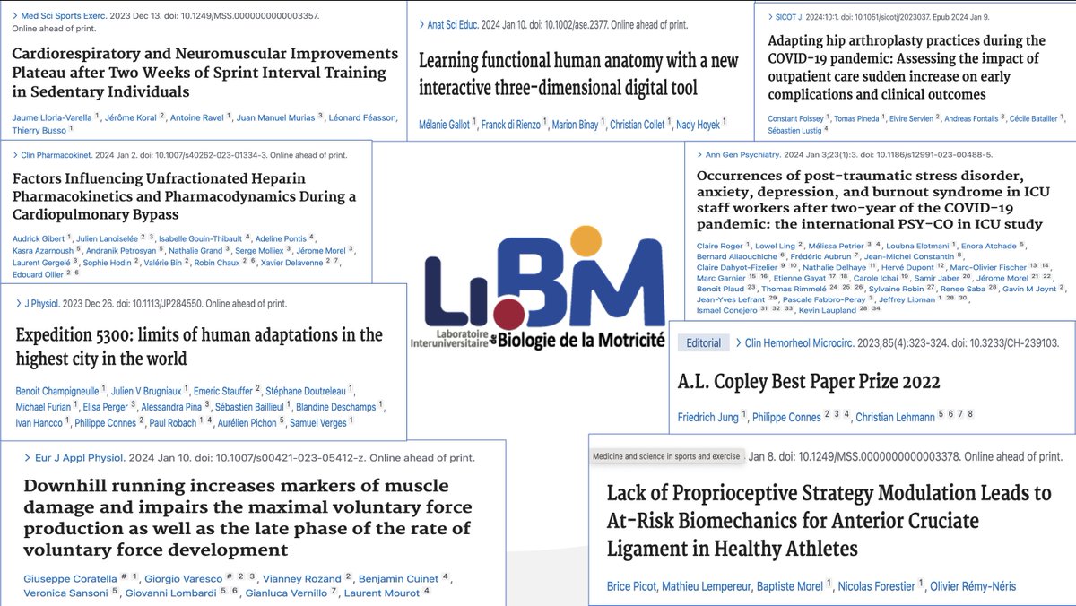 Our most recent Publications <a href="/LIBM_lab/">LIBM</a> 🔬🧐
Sprint interval training ⚡️
Learning functional anatomy👩‍🏫
Expedition 5300🏔🏢
Covid-19 Patient care😷
ACL Risk and proprioceptive strategy 🦵
Downhill running &amp; muscle damage📉
and more 👇