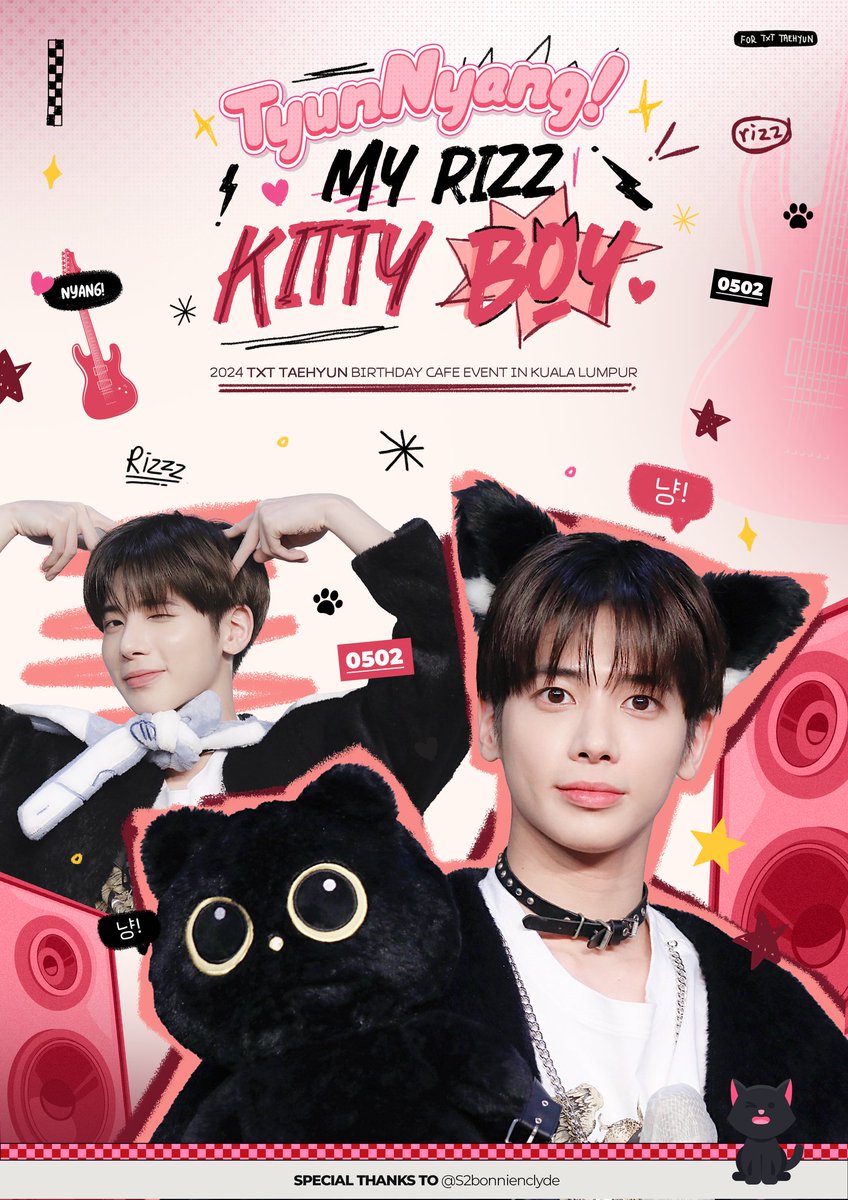 tubatuwishes's tweet photo. /ᐠ - ˕ -マ Ⳋ 

MOA 안냥!
You're invited to celebrate TXT Taehyun's Birthday Event in KL~!

TყυɳNყαɳɠ! Mყ Rιȥȥ Kιƚƚყ Bσყ 🐈‍⬛🎸

🗓️ 03.02.2024 (12-5pm)
📍Dolce &amp; Co, Lalaport KL

#TyunNyangRizzKitty 
#TAEHYUN #태현 #TXT #TOMORROW_X_TOGETHER
#투모로우바이투게더 https://t.co/1nRzKvNKrM
