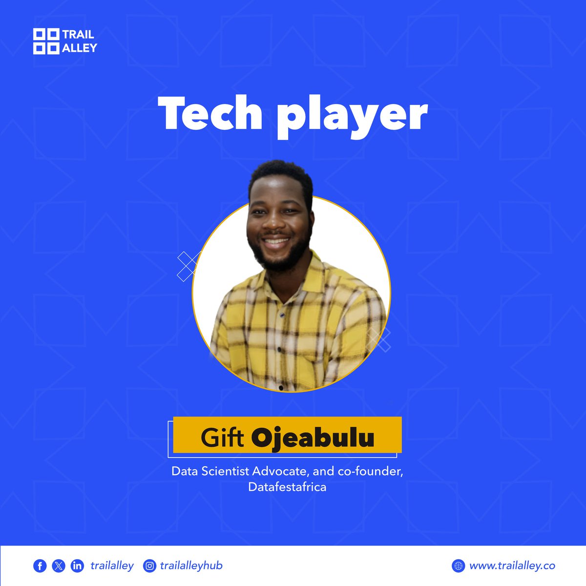 Cheers to @GiftOjeabulu_ a data-driven trailblazer, educator, and unstoppable force.

 We appreciate your knowledge and inspiration to the tech community, and your contributions are influencing the future! 🙌

#trailalley #TechInfluencer #DataMastery #youthsintech