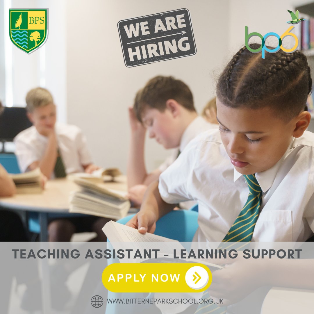 We are looking to appoint a Teaching Assistant.

Please visit our website to find out more - bitterneparkschool.org.uk/our-school/job…