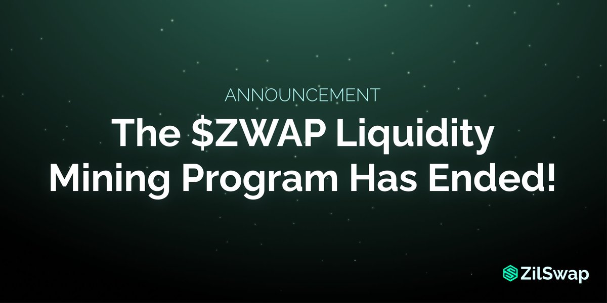 The $ZWAP Liquidity Mining Incentives that have lasted over the past 152 weeks has ended!

With the conclusion $ZWAP mining program, the $ZWAP token now has ZERO emissions &amp; inflation!

We thank all liquidity providers who have contributed to our pools.