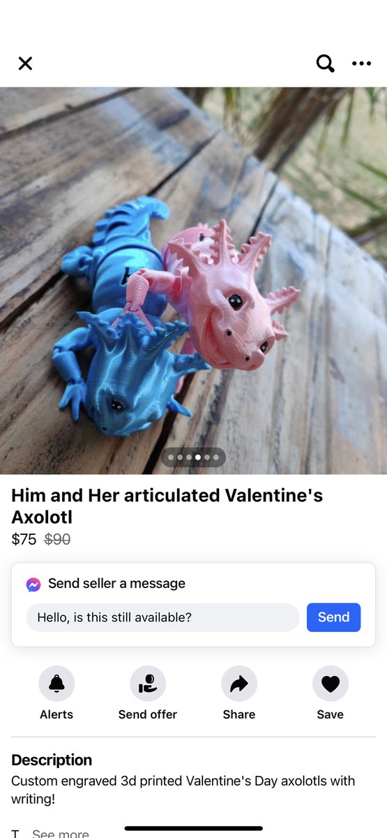 In other life we were the him and her articulated Valentine’s axolotl