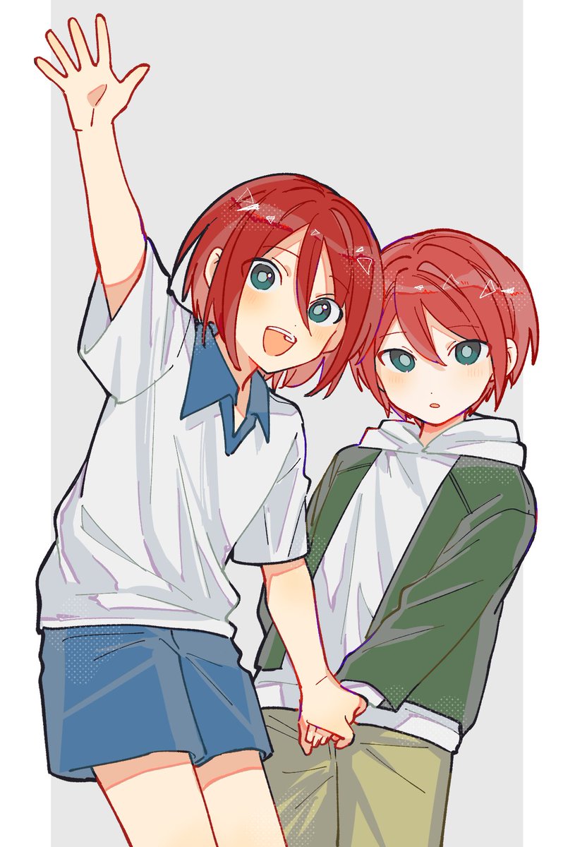 siblings shorts multiple boys red hair brothers 2boys twins  illustration images