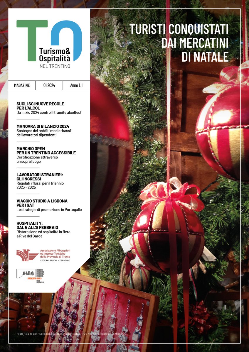 È online il numero di gennaio 2024 di Turismo e Ospitalità nel Trentino. Tema del mese: "Mercatini di Natale: un successo di visitatori"👉calameo.com/read/005112092…