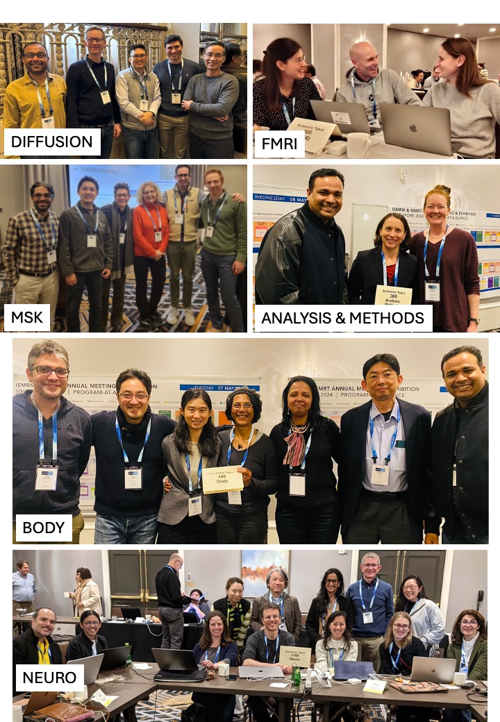 the @ISMRM Annual Meeting Program Committee (AMPC) works as separate 'Tables', comprised of subject experts. Here's the Table teams I managed to get snaps of, all in one big photo. (with apologies to the Tables that haven't put their photos on Twitter!)