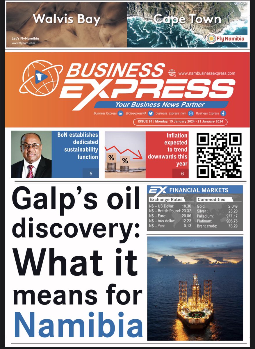 🧵 1/4 @BizExpressNA today with a big article on $galp $sei.v Mopane Discovery and what it means for Namibia 🇳🇦 !! The full paper is available for download on their website. #oott #africa #prosperity