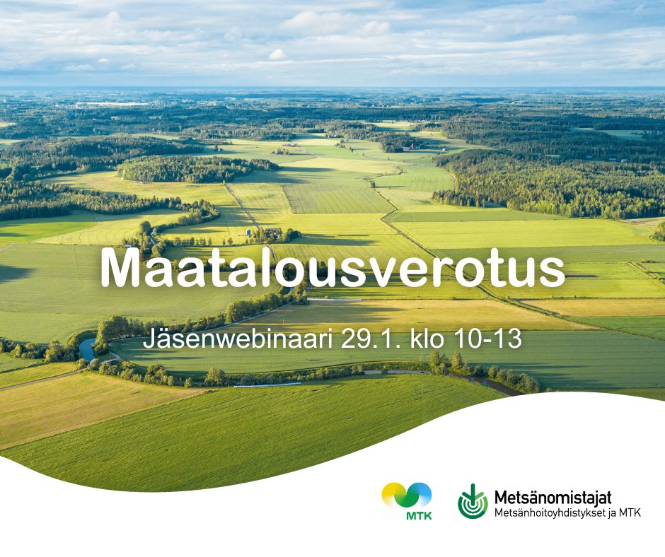 On taas se aika vuodesta, kun on aika kaivaa kuitit ja muistiinpanot esiin!

🔹 Tule kuuntelemaan maatalousverotukseen liittyvää jäsenwebinaaria maanantaina 29.1. klo 10-13. 🔹

Lisätietoja ja ilmoittautuminen  ➡️ lyyti.fi/ilmoittaudu/Ma… 

#maatalousverotus #jäsenwebinaari