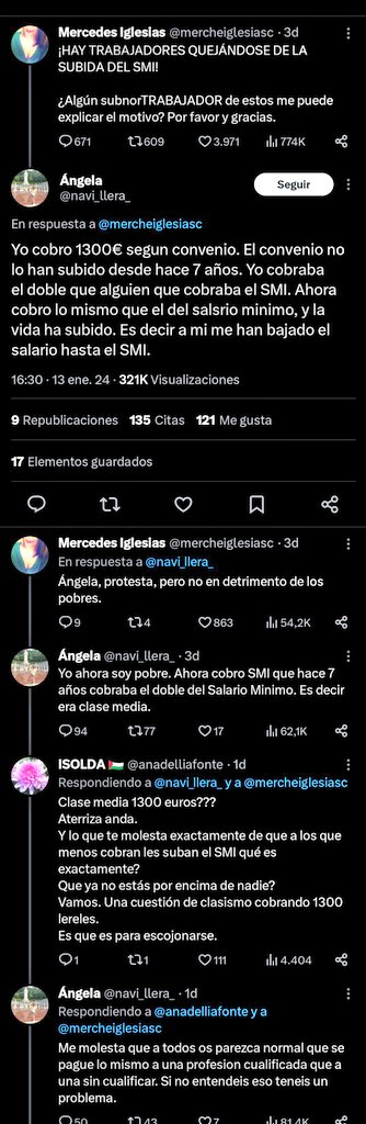 aida2santos's tweet photo. Aquí está el problema. En creerse clase media y reivindicar esa posición como fruto del esfuerzo individual para alejarse de las posiciones subalternas del mercado de trabajo en las que se cobra el salario mínimo. https://t.co/GLc4qt0uRY