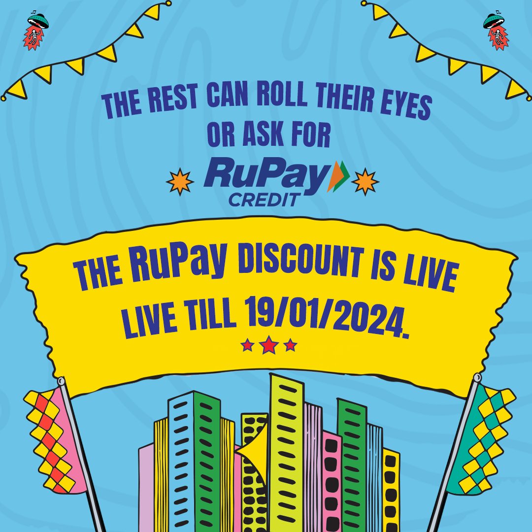 RuPay_npci's tweet photo. You gotta make a pretty strong case to be a RuPay credit card user's +1 for @lollaindia for they sure are gonna get a lot of requests with what @rupay_npci has planned for them.
#RuPay #RuPayCreditCard #LollapaloozaOffer #Lolla2024 #LollaIndia #RuPayExclusive #AskForRuPay https://t.co/LzXf0l0n84