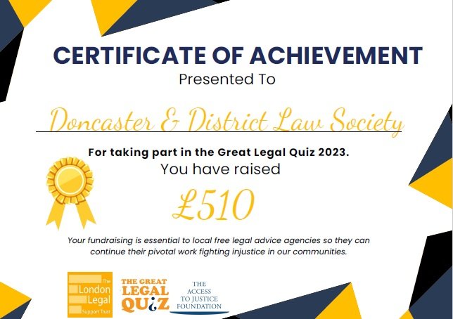 The Great Legal Quiz held on 29 November 2023 raised a total of £510 for the Access to Justice Foundation. A big thank you again to all who took part!