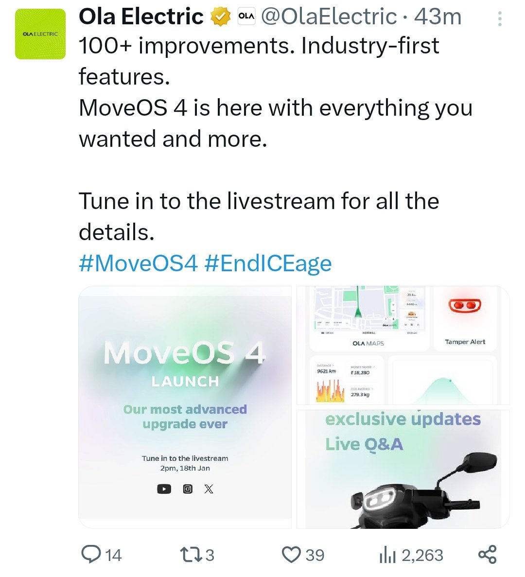 OlaElectrick's tweet photo. Within 1 day @OlaElectric have decreased the count of improvements from 200+ to 100+ when the customers have raised the question to list down the names of 200+ improvements..🤣

🔄 Retweet this tweet if you want OLA to list down the 100+ improvement names.

#OLAElectric #India https://t.co/X32zGvEv1q