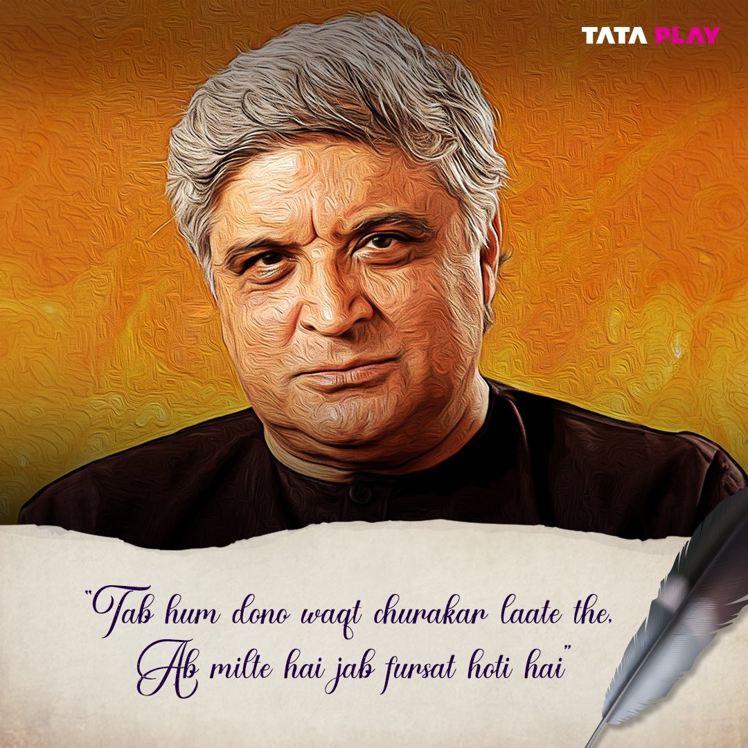 TataPlayin's tweet photo. May each year be a stanza of joy, a verse of wisdom, and a chorus of love. 💕
Happy Birthday to the legendary #JavedAkhtar 🎂
#Wishbox
#JavedAkhtarPoetry #Shayari #Poetry https://t.co/ptgiWTB61q