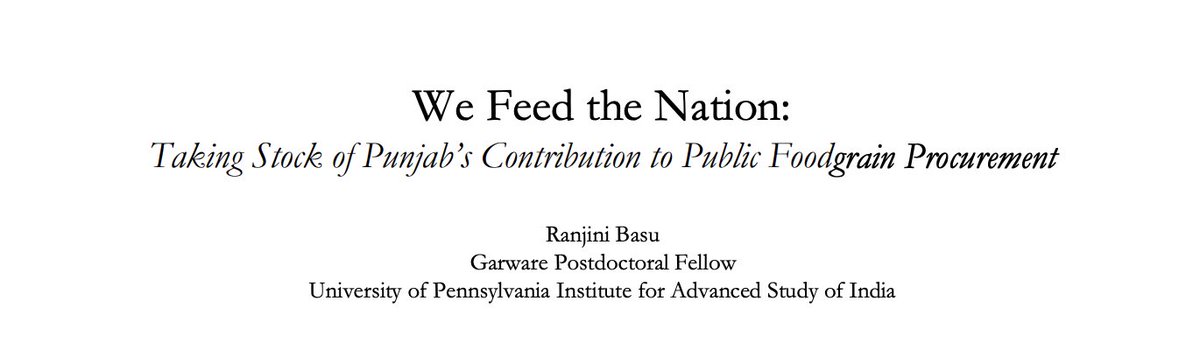 A new working paper by UPIASI Postdoctoral Fellow @RanjiniBasu discusses Punjab's pivotal role in the public procurement of food grains.
Read more here casi.sas.upenn.edu/sites/default/…. #Agriculture #FoodSecurity #rice
Ranjini is the Garware Fellow at UPIASI for 2022-24.