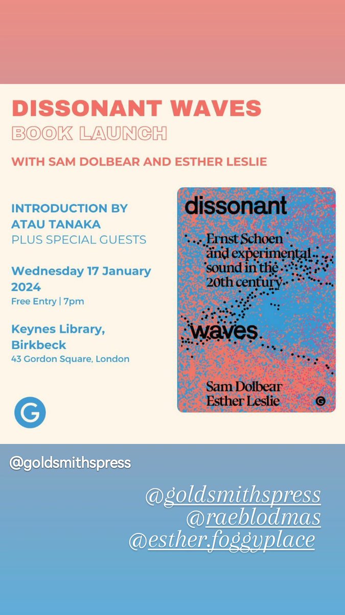 Book launch tonight at 7pm in London... In Ernst Schoen, Walter Benjamin and early German experimental radio. Please join us!