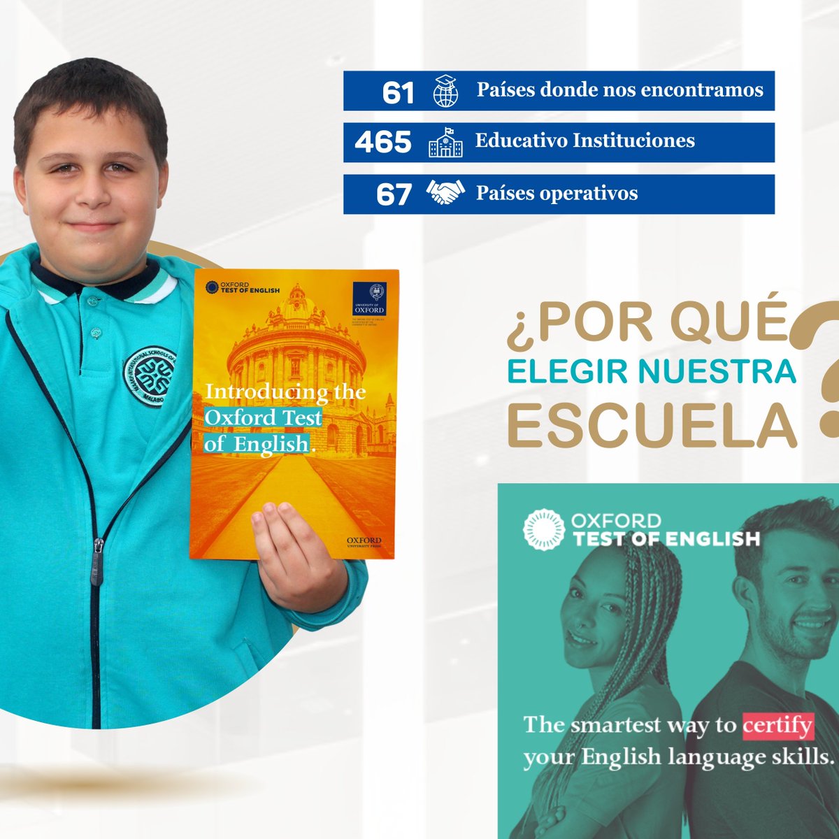 We introduce our center as the only accredited center for the Oxford Test of English in Equatorial Guinea, with certificates approved by the Oxford University. Take advantage of this golden opportunity.

#EquatorialGuinea
#MaarifSchools
#study
#education
#oxford