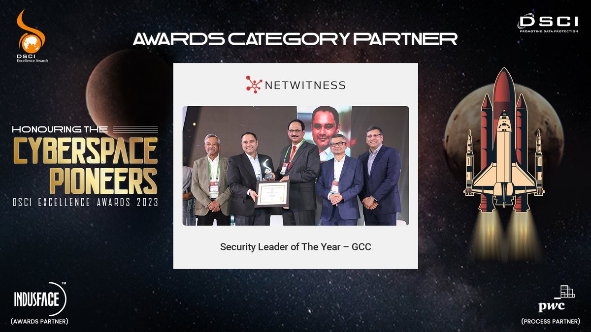 DSCI_Connect's tweet image. Celebrating excellence at AISS 2023 🏆

A big shoutout to @Netwitness for being the Awards Category Partner at DSCI Excellence Awards and honouring the Security Leaders of the Year in Healthcare &amp;amp; Pharma, BFSI &amp;amp; GCC. 

#DSCIExcellenceAwards #AISS2023 #Netwitness…