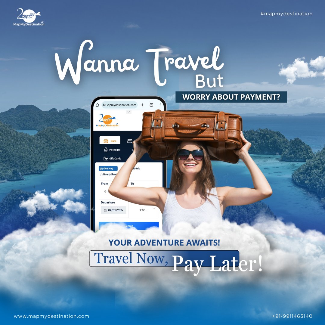 2MDcabs's tweet photo. Are you interested in traveling but concerned about payment? Don't worry, with our "Travel Now, Pay Later" option, you can still embark on your adventure! Join us for #WanderlustAdventure and start planning your next trip!
.
.
#2md #2mdcabs #mapmydestination #travelnowpaylater https://t.co/k58oMVZ8m1