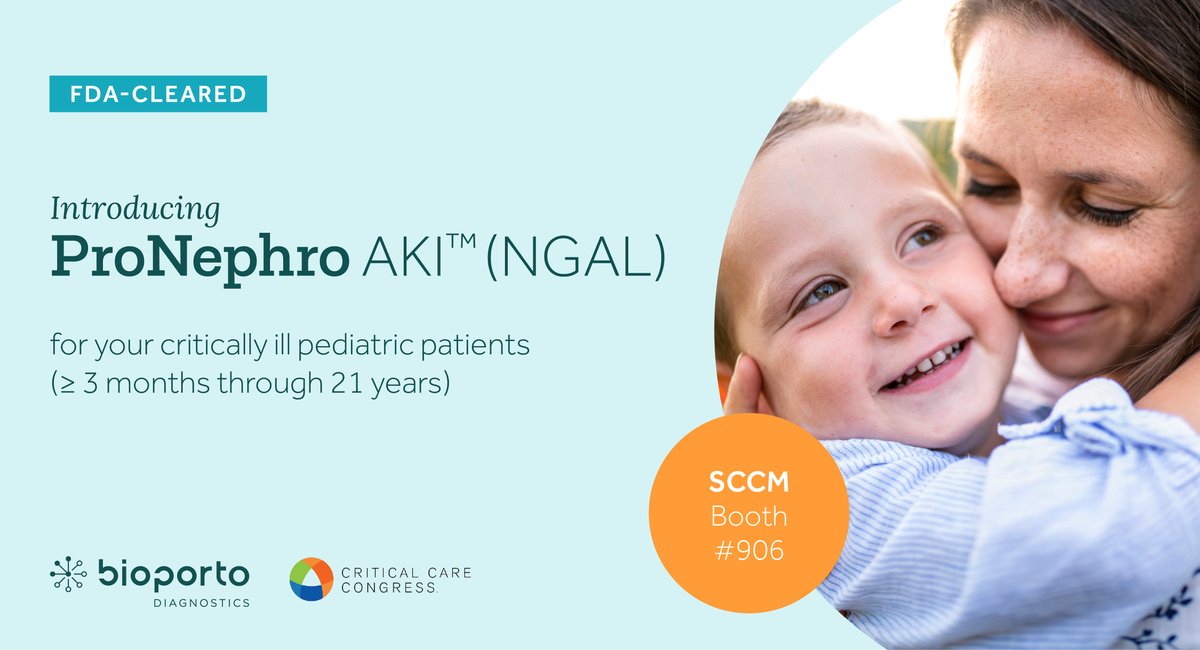 ProNephro AKI™ (NGAL) is now FDA-cleared. Stop by #SCCM2024 booth 906 to learn more or schedule a meeting with @JenZ4NGAL or @Tabari_B. hubs.la/Q02gHmRj0. #CriticalCare #AKI #NGAL4kids
@SCCM @CritCareMed @PedCritCareMed @CritCareReviews