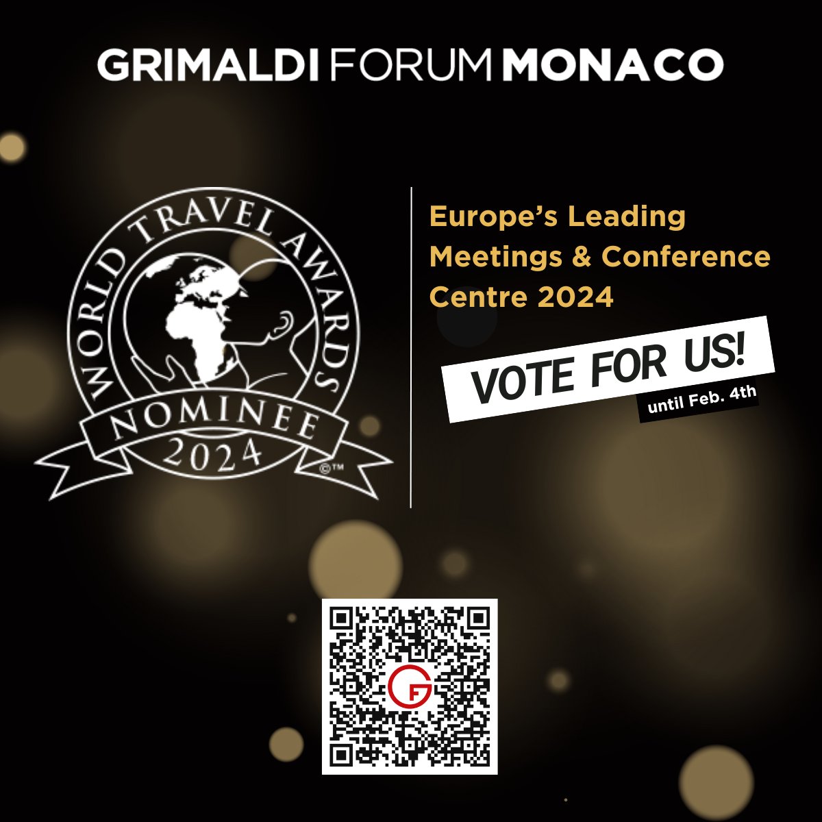 🚨 The @Grimaldi_Forum has been nominated for the prestigious title of « Europe’s Leading Meetings & Conference Centre 2024 » at the @WTravelAwards ! 🏆 We need your support ! 🙏🏻 Please vote for us ➡️ bit.ly/wta-2024-grima… #EventProfs #LikeNowhereElse #WorldTravelAwards
