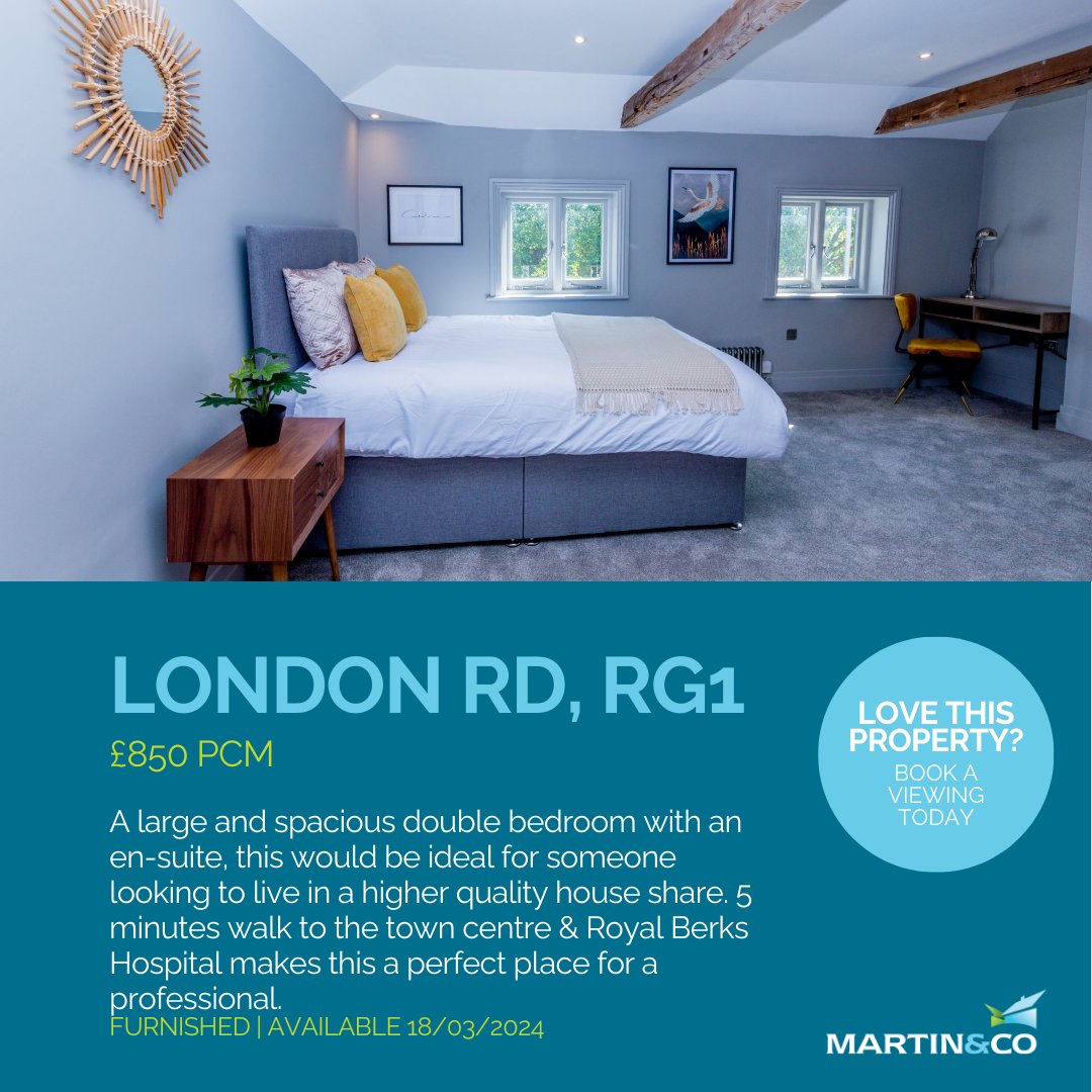mac_reading's tweet image. 🚨PROPERTY OF THE WEEK #Reading🚨

This large en-suite double bedroom on London Road, RG1, is perfect for a professional who wants a top quality house share. Recently refurbished to an outstanding standard, the house is only 5 minutes from town and the hospital. Available 18/03.