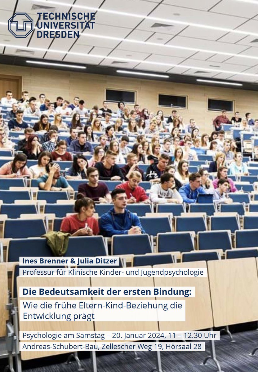 Child and Family Mental Health Lab (@zietlow_lab) on Twitter photo 🎙️ Am kommenden Samstag geben unsere Doktorandinnen <a href="/ines_brnnr/">Ines Brenner</a> & @julia__ditzer einen spannenden Vortrag mit Diskussion bei "Psychologie am Samstag". Lernt und diskutiert mit ihnen zur Bedeutsamkeit der ersten Bindung!
Keine Anmeldung nötig, wir freuen uns auf alle Zuhörer! 🎙️ Am kommenden Samstag geben unsere Doktorandinnen <a href="/ines_brnnr/">Ines Brenner</a> & @julia__ditzer einen spannenden Vortrag mit Diskussion bei "Psychologie am Samstag". Lernt und diskutiert mit ihnen zur Bedeutsamkeit der ersten Bindung!
Keine Anmeldung nötig, wir freuen uns auf alle Zuhörer!