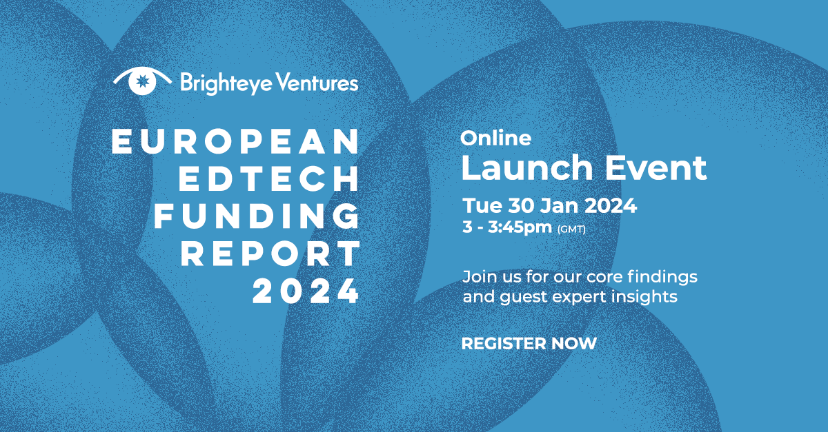 ⏱️Get set for the publication of our annual Brighteye European Edtech Funding Report💸! Join the digital Launch Event 2024 on 30 January! Register now to join us for a presentation of the key findings and a short series of #Edtech expert comments! 🔗form.typeform.com/to/pR4cZehl