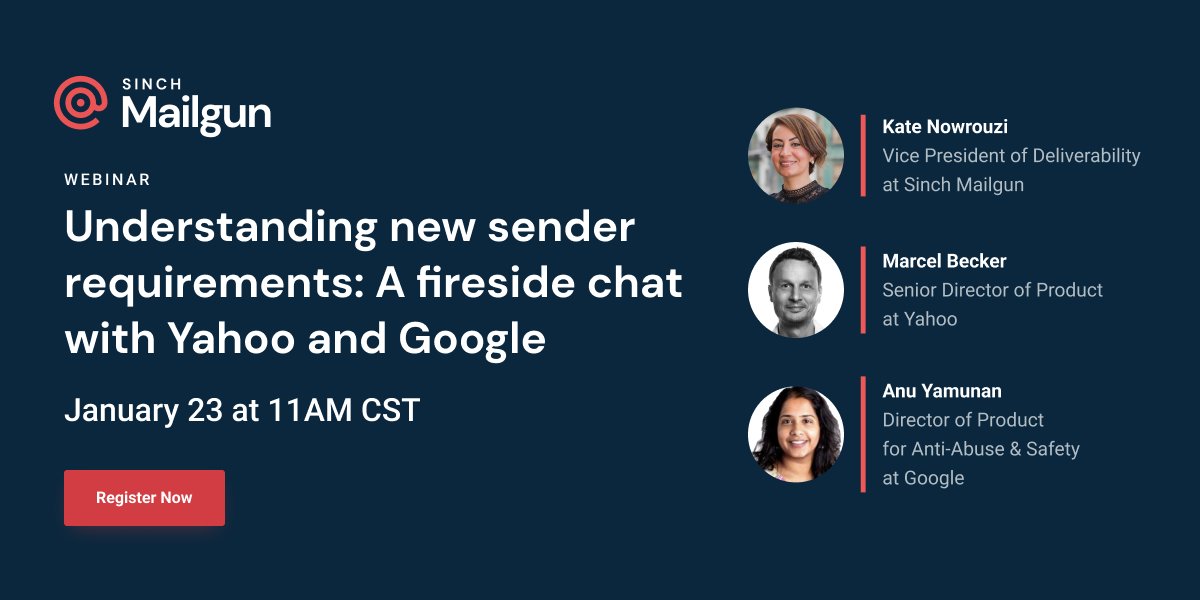 Gmail and Yahoo have announced major changes impacting email inboxes for 2024 — but what exactly does this mean for you? Join experts from Sinch, Yahoo, and Google on January 23 to understand how these new requirements impact email senders. Register now: hi.sinch.com/8mG450QrBgO