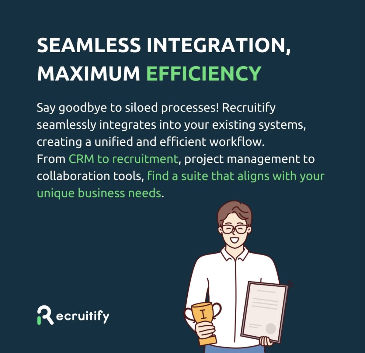 Recruitify_ai's tweet photo. Ready to revolutionize your recruitment? 🤗 Explore the world of Recruitify and unlock a new era of efficiency, innovation, and growth. Seamless integration is vital for achieving maximum efficiency by eliminating .... Get in touch with us👏 
#recruitmentsoftware #ats #recruiter https://t.co/em76XoVmiP