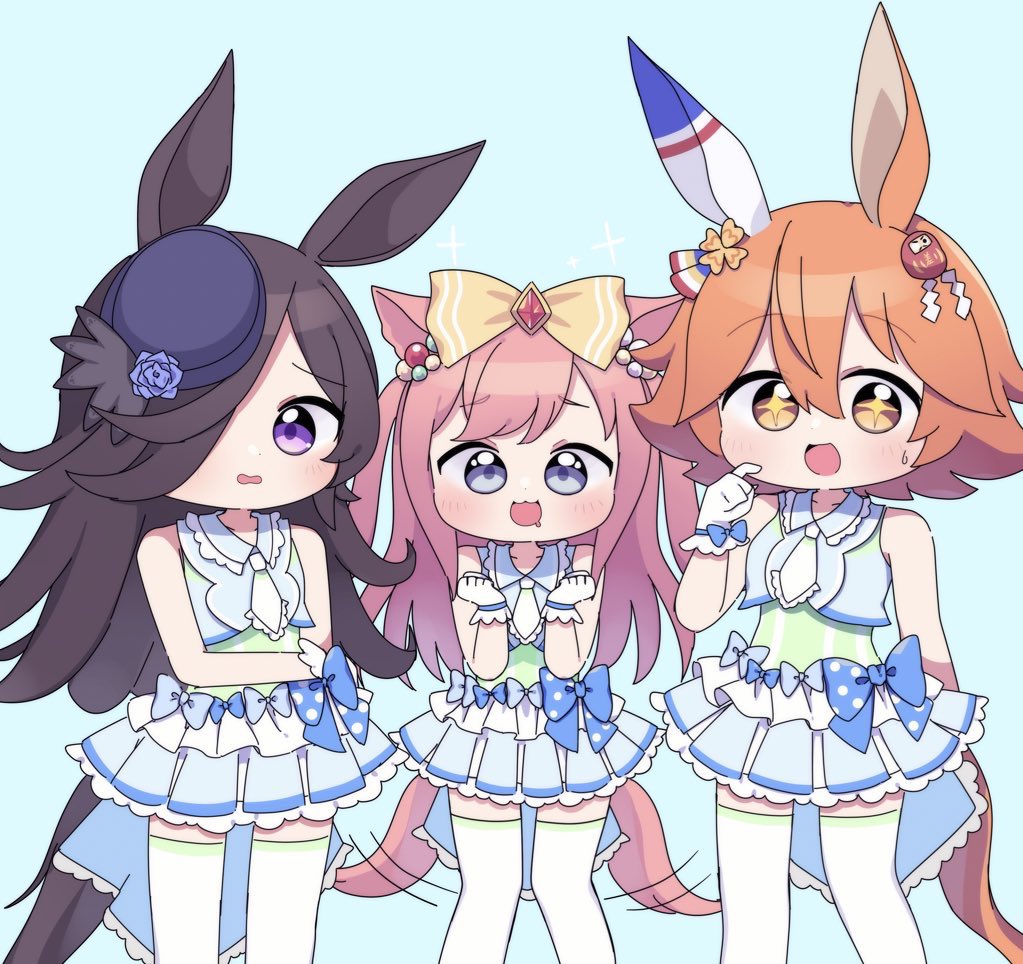 アグネスデジタル(ウマ娘) ,マチカネフクキタル(ウマ娘) ,ライスシャワー(ウマ娘) 「差し切りシスターズ  #何だっていい過去作品を掲載するチャンスだ」|めい🔮のイラスト