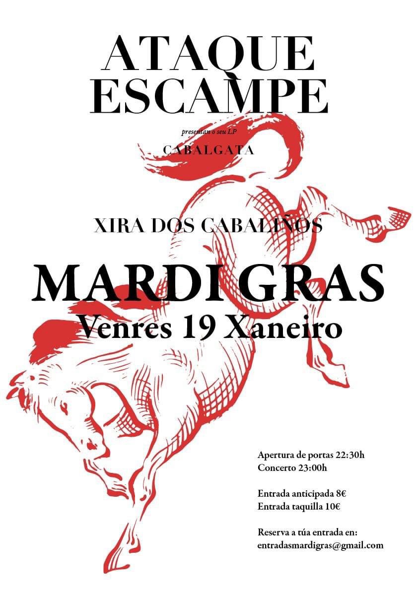 Últimas entradas para @AtaqueEscampe na <a href="/SalaMardiGras/">Sala MardiGrasCoruña</a> este venres! Aínda estás a tempo de reservar a túa escribindo a entradasmardigras@gmail.com 🔥