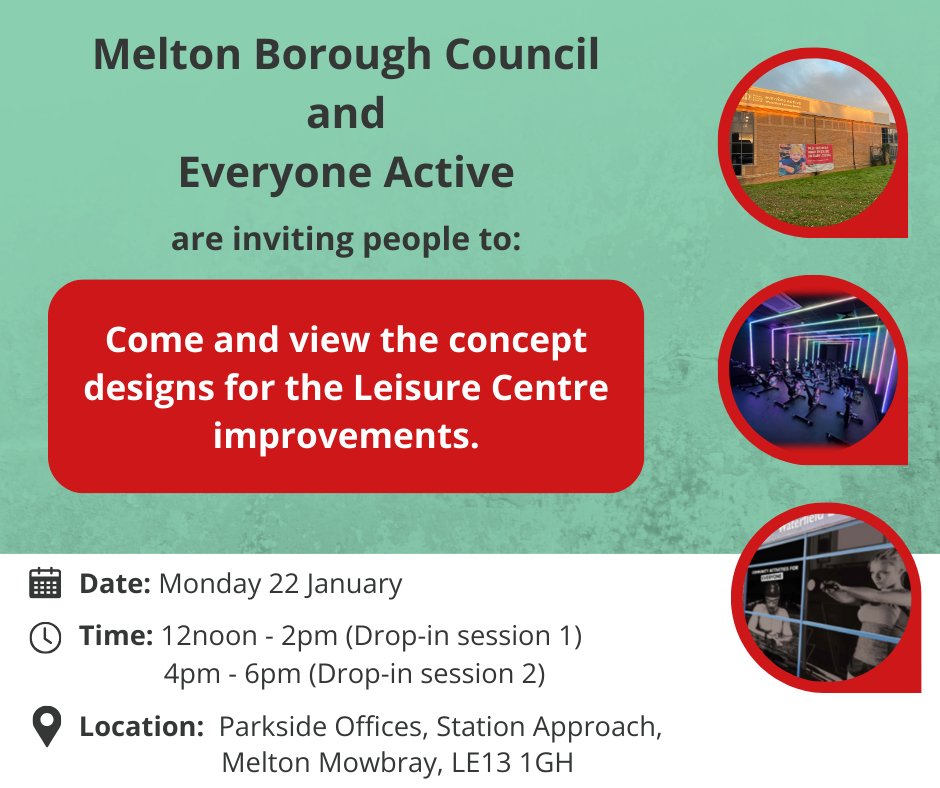 Together with Everyone Active, we are inviting residents to come and view the plans and designs for our leisure centres on Monday 22 January. Full story: ow.ly/SN6p50QrBuJ