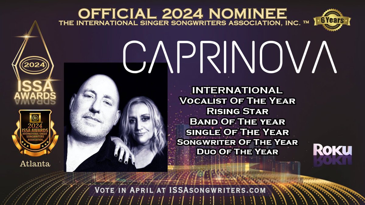 Exciting news! We are nominated for a songwriter award! 🎵🏆 

So honoured and grateful to <a href="/ISSAsongwriters/">INTL SINGER-SONGWRITERS ASSOC</a>.
Loving your stuff so far 2024! 🎉😁