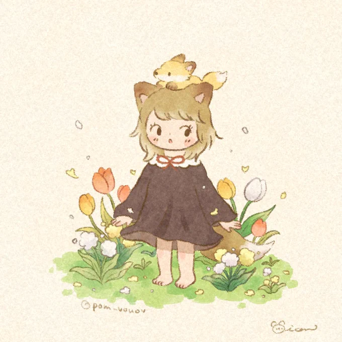 Fox girl#創作 #ArtistOnTwitter #イラスト #illustration 