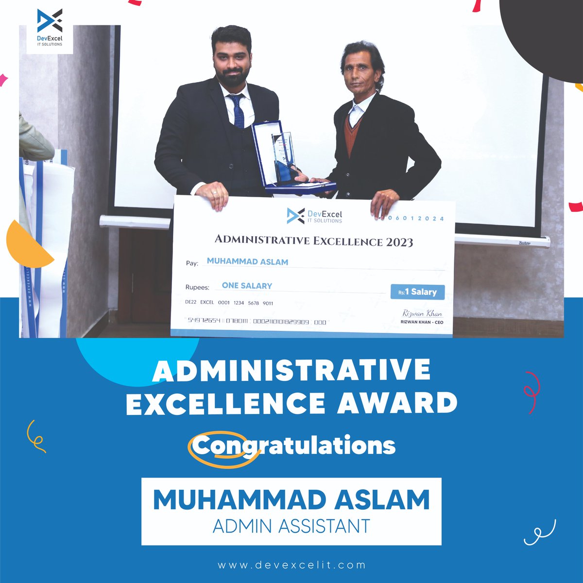 dev_excel's tweet photo. 🌟🏆 Recognizing Admin Excellence at DevExcel! 

Kudos to Rehan Khan and Muhammad Aslam for their outstanding contributions, earning both the coveted award and a bonus equivalent to a full month's salary! 🎉

🚀 Special thanks to Muhammad Qasim for giving them Awards. https://t.co/bAheaQj3Cp