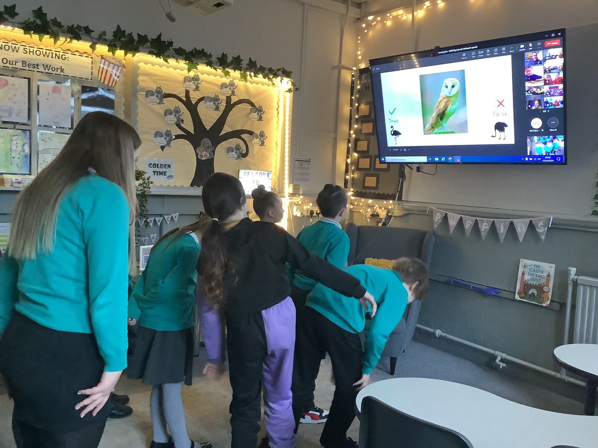 tynywernp's tweet photo. Eco Council learned lots about birds along with 60 other schools in an @EcoSchoolsWales and @RSPB_Learning Live Lesson. They particularly enjoyed the bird yoga! 🦅 https://t.co/N6NBllvg1K